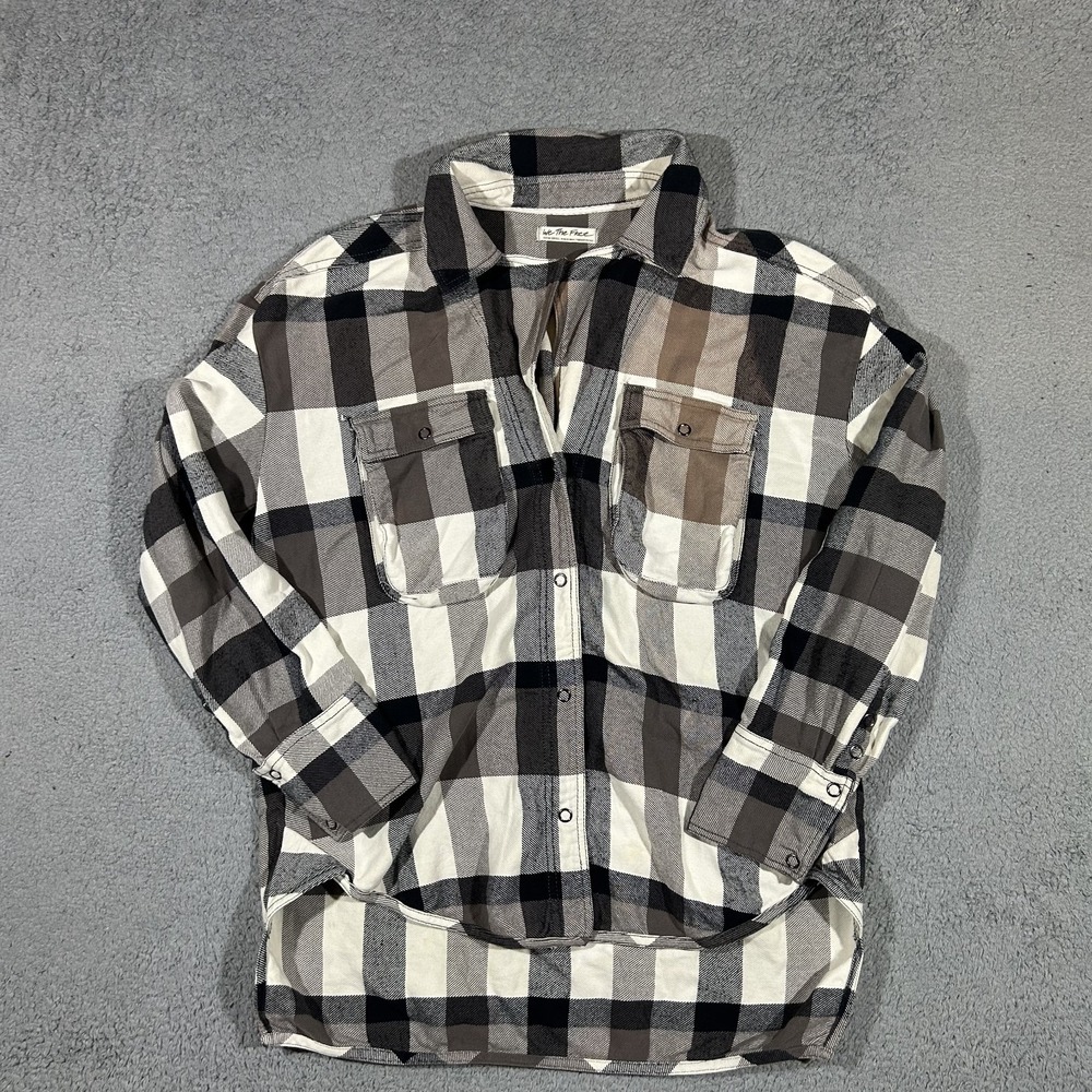 We The Free People Izzie Cargo Shirt Womens XS Plaid Pannel Shirt #3806